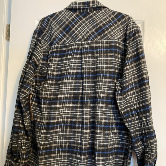 Men's L Ruff Hewn Black Plaid Button-Down Flannel Shirt NWT - Picture 2 of 6